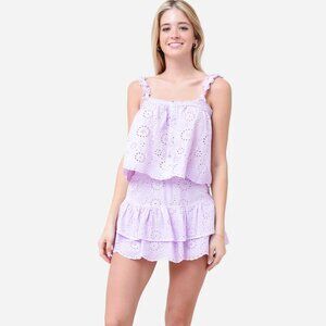 Lilac Eyelet Ruffle Skirt Set